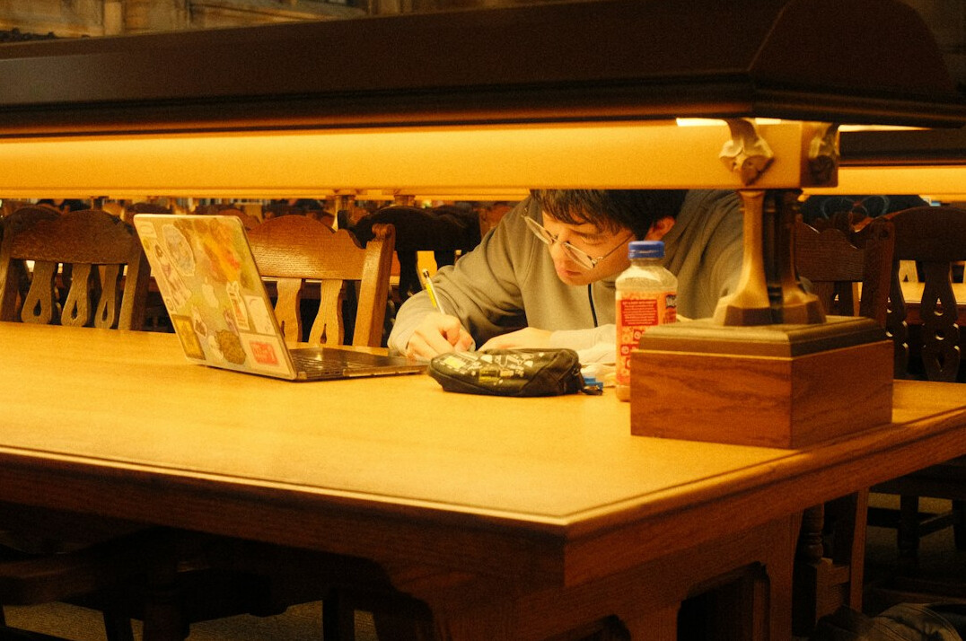 mystery writer at desk